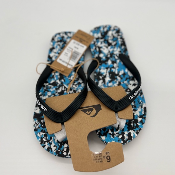 Quiksilver Men's Molokai Recycled Flip Flop Sandal, Black/Blue/Blue 233, Sz 6 - Picture 1 of 5